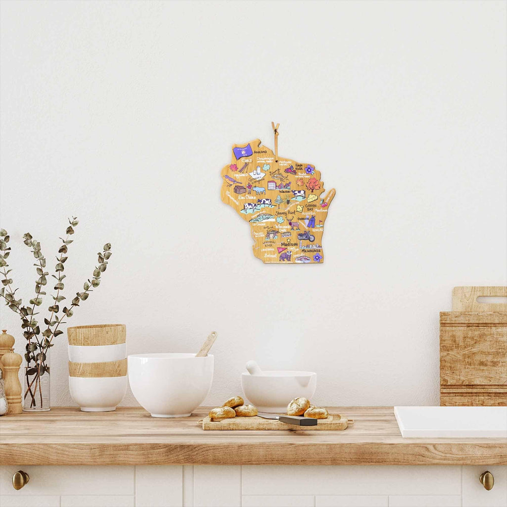 Wisconsin Cutting Board with Artwork by Fish Kiss™