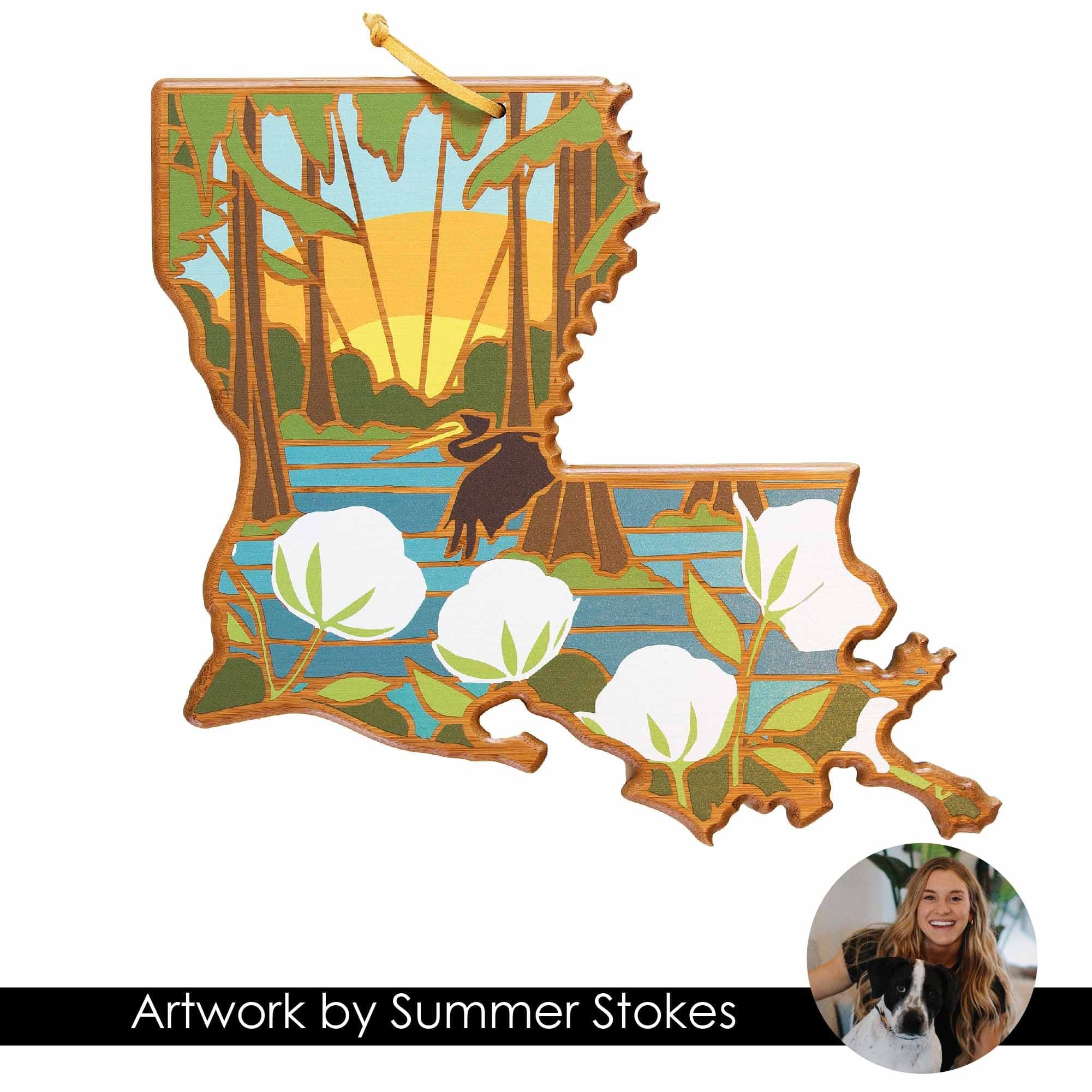 Louisiana Cutting Board with Artwork by Summer Stokes