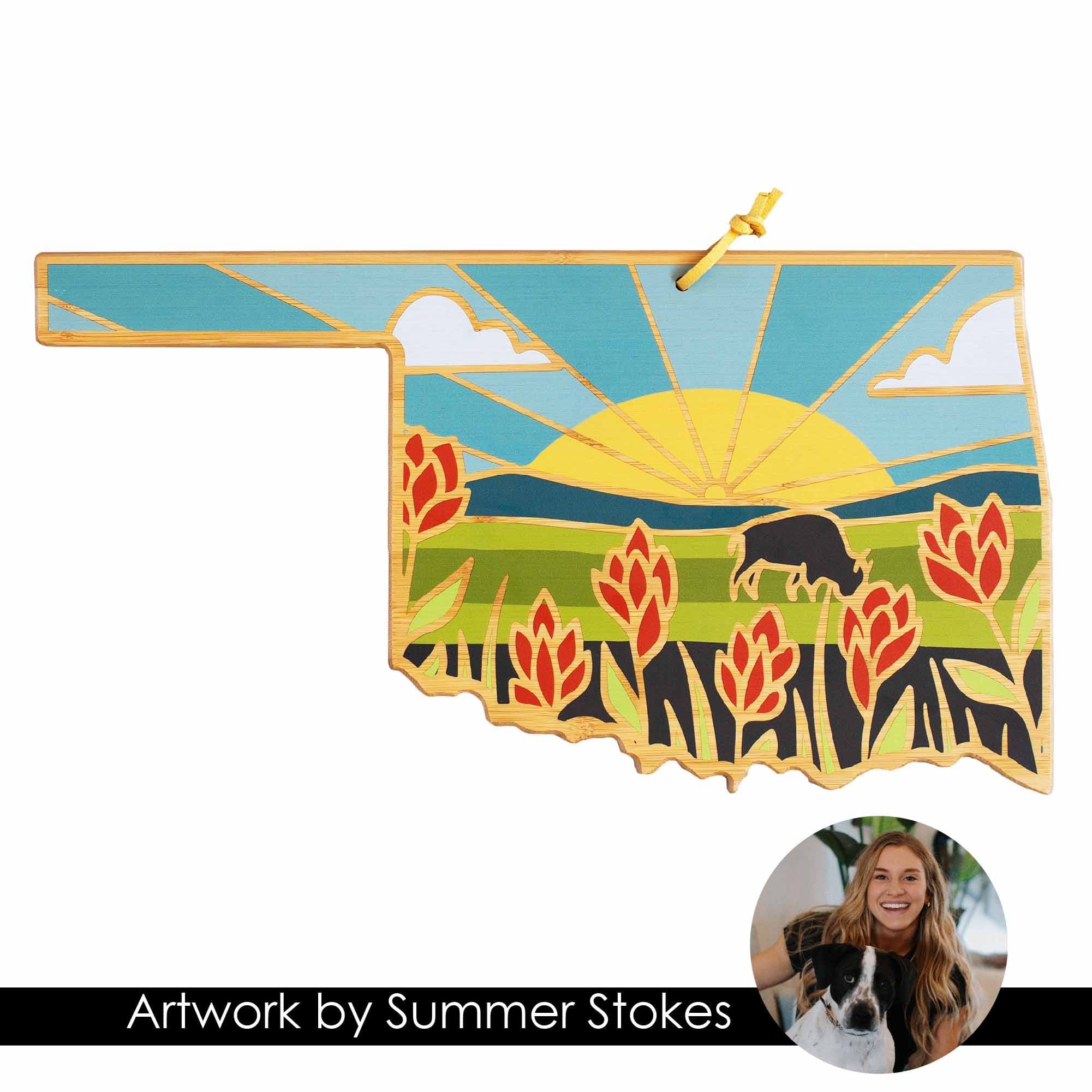 Oklahoma Cutting Board with Artwork by Summer Stokes
