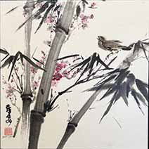 Two Friends, Bamboo and Plum (framed)