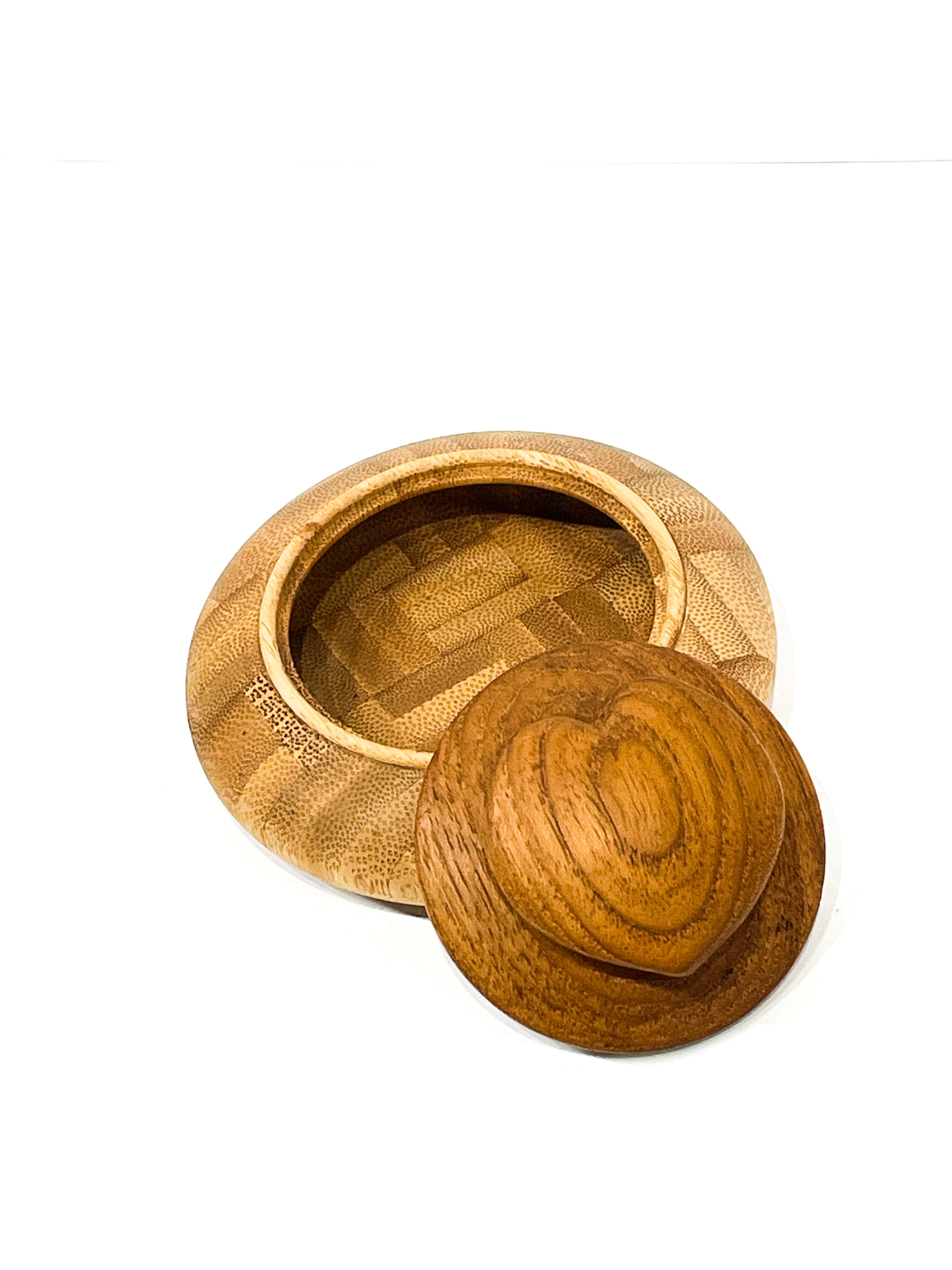 Small, Detailed Wooden Box with Wood Detailed Heart Lid