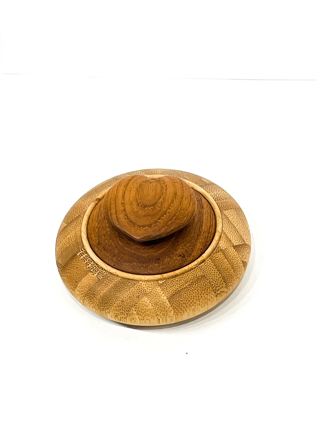 Small, Detailed Wooden Box with Wood Detailed Heart Lid