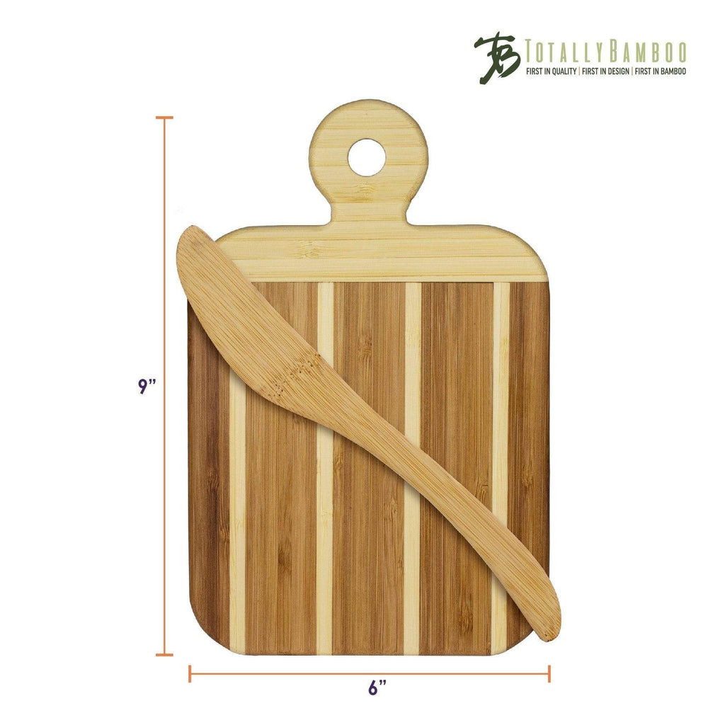 Striped Paddle Serving and Cutting Board and Spreader Knife Gift Set
