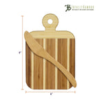 Striped Paddle Serving and Cutting Board and Spreader Knife Gift Set