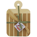 Striped Paddle Serving and Cutting Board and Spreader Knife Gift Set